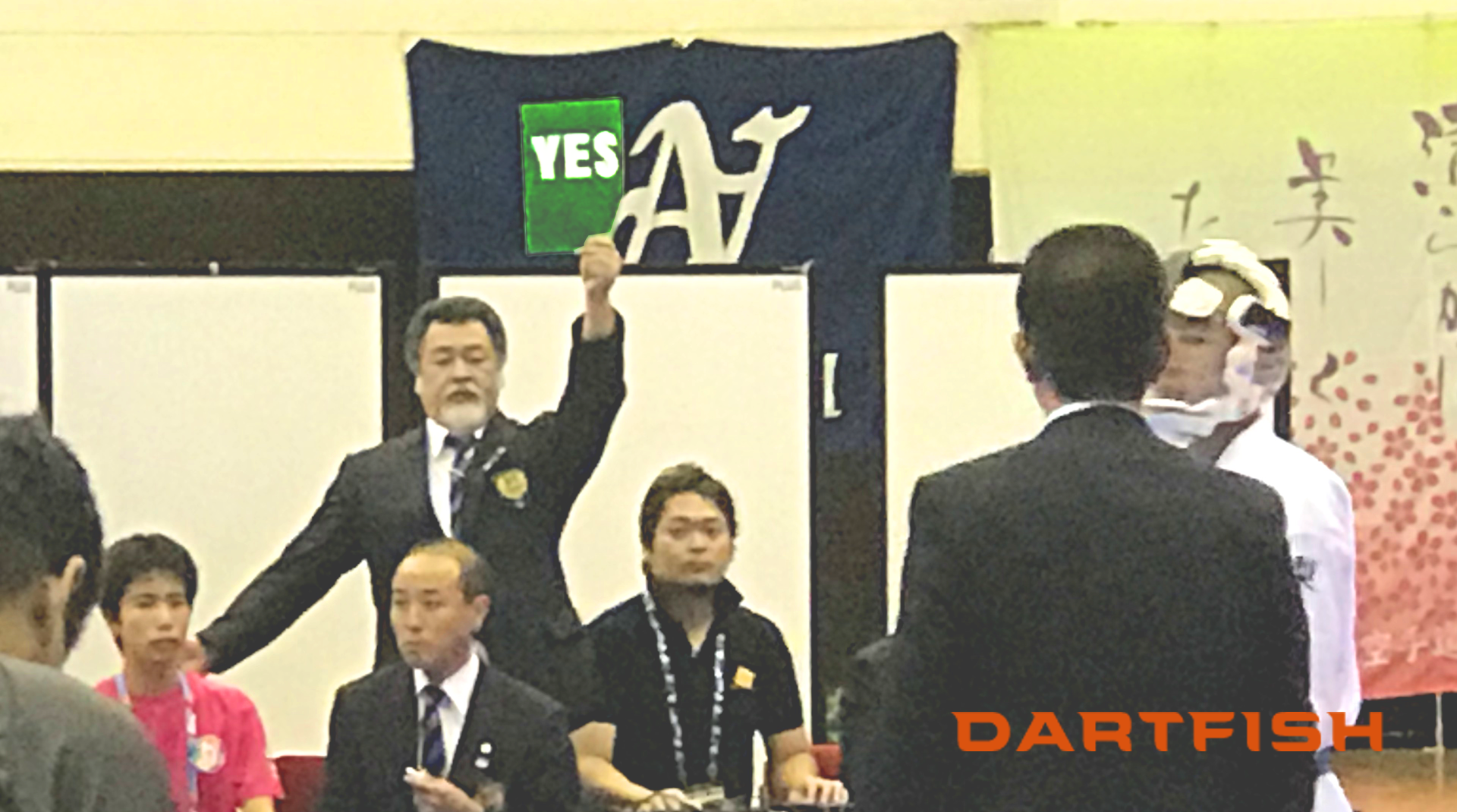 VRカードを使い判定員が判定結果「YES」を周知している様子。